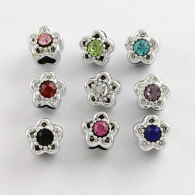Alloy Rhinestone Star Large Hole European Beads MPDL-R036-65-1