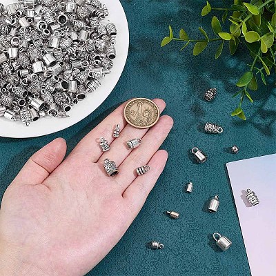 90Pcs 15 Styles Alloy Cord Ends FIND-PH0026-30-1