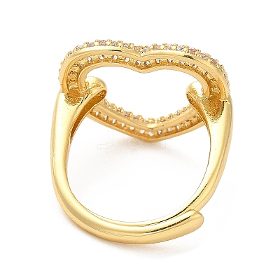 Clear Cubic Zirconia Hollow Heart Adjustable Ring RJEW-M148-04G-1