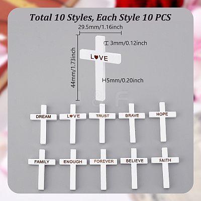 100Pcs 10 Styles Wooden Pendants WOOD-GA0001-93A-1