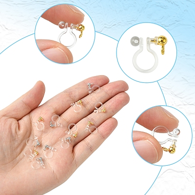 12Pcs 2 Colors 304 Stainless Steel and Plastic Clip-on Earring Findings KY-FS0001-28-1