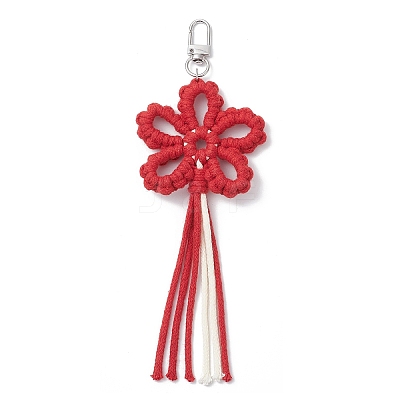 4Pcs Flower Cotton Threads Pendants Decorations HJEW-TA00399-1
