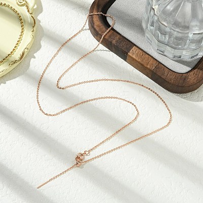 1mm Rack Plating Brass Cable Chain Adjustable Slider Necklaces for Women Men MAK-L044-04RG-1