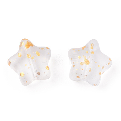 Spray Painted Transparent Glass Beads GLAA-FS0001-01B-1