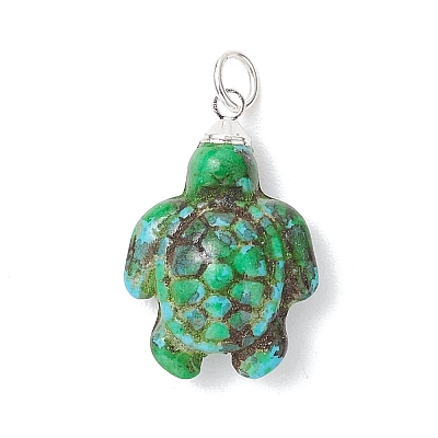 Dyed Synthetic Turquoise Pendants PALLOY-JF05144-01-1