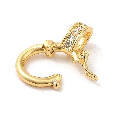 Brass Micro Pave Clear Cubic Zirconia Twister Clasps LS-KK-Q772-14G-1