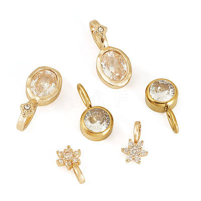 4Pcs 2 Styles Brass Micro Pave Cubic Zirconia & 2Pcs Stainless Steel Rhinestone Pendants Findings Kits FIND-TA0010-18-1