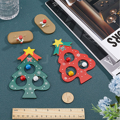 2 Sets 2 Colors Christmas Tree Wooden Display Decoration for Kids DJEW-GF0001-62-1