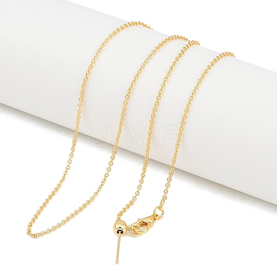 1mm Rack Plating Brass Cable Chain Adjustable Slider Necklaces for Women Men MAK-L044-55G-1