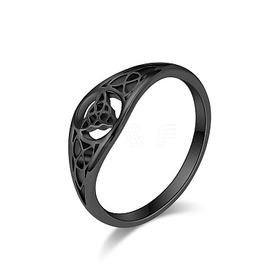 Hollow Out Trinity Knot 304 Stainless Steel Finger Rings FS-WG0AD95-16-1