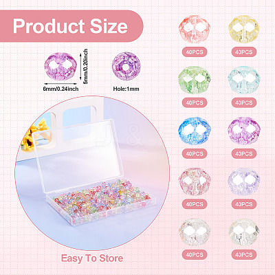 400Pcs 10 Colors Transparent Glass Beads Strands GLAA-TA0002-88-1