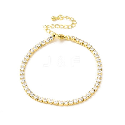 Clear Cubic Zirconia Tennis Bracelet X-BJEW-A132-02G-1