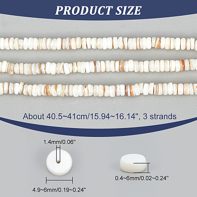 3 Strands Natural Shell Beads Strands SSHEL-NB0001-44A-1