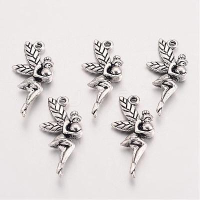 Tibetan Style Alloy Fairy Pendant Rhinestone Settings TIBEP-Q043-350-RS-1