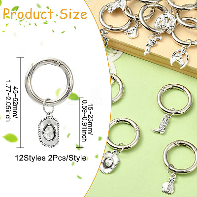 24Pcs 12 Styles Cowboy Theme Mixed Shapes Alloy Shoes Charms HJEW-CJ00041-1