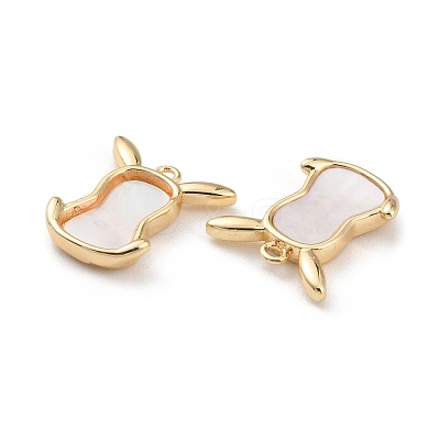 Rack Plating Brass Cow Head Charms with Shell KK-A183-51G-1