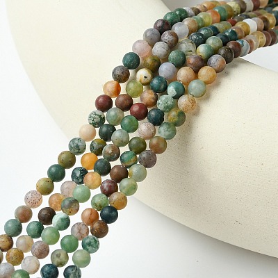 Frosted Round Natural Indian Agate Beads G-J338-02-4mm-1