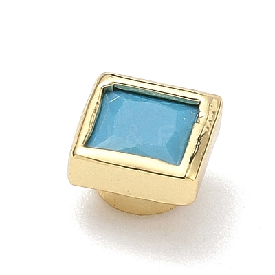 Square Brass Micro Pave Cubic Zirconia Cabochons KK-P345-13G-E08-1