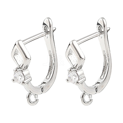 SHEGRACE Brass Micro Pave Cubic Zirconia Hoop Earring Findings XGRQ79246-932P-1