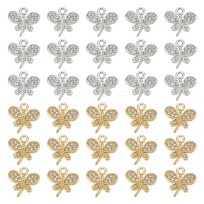 48Pcs 2 Colors Rack Plating Eco-friendly Alloy Crystal Rhinestone Butterfly Charms FIND-HY0003-77-1