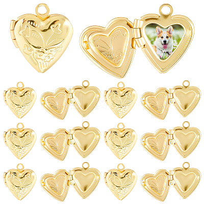20Pcs Brass Locket Pendants KK-SC0007-49-1