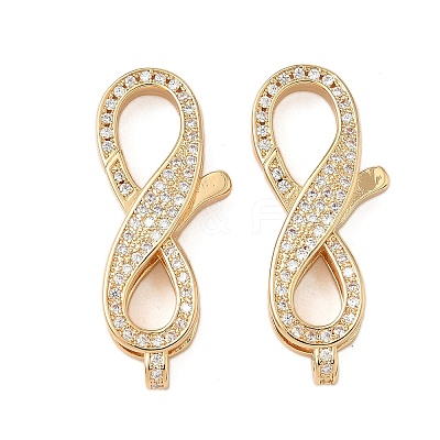 Brass Micro Pave Clear Cubic Zirconia Lobster Claw Clasps KK-S350-01G-1