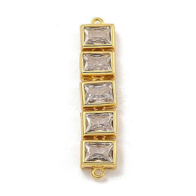 Rack Plating Brass Clear Cubic Zirconia Connector Charms KK-C074-19G-01-1