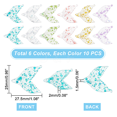 60Pcs 6 Colors Transparent Resin Pendants RESI-PH0001-69-1