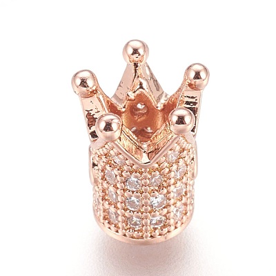 Brass Micro Pave Cubic Zirconia Beads ZIRC-F088-029RG-1