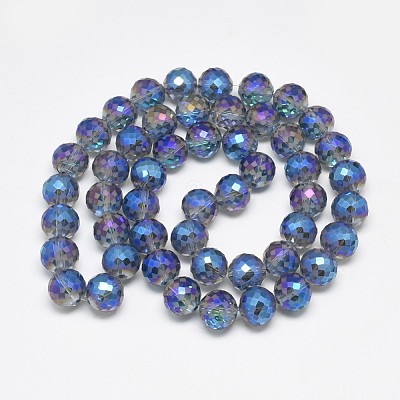 Electroplate Glass Beads Strands EGLA-Q086-12mm-03-1