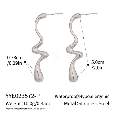 304 Stainless Steel Wavy Dangle Earrings for Women XZ4917-2-1