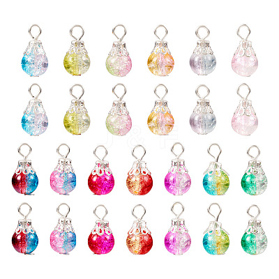 78Pcs 13 Colors Transparent Spray Painting Crackle Glass Charms PALLOY-TAC0088-1
