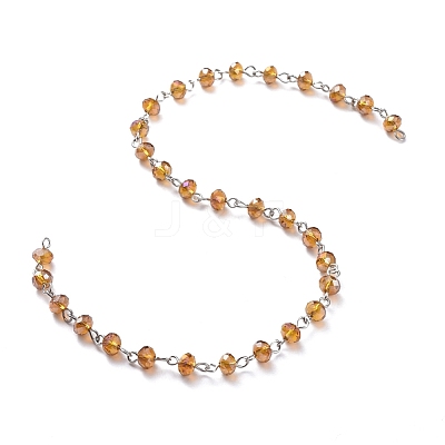 Handmade Electroplate Glass Beaded Chains AJEW-JB00528-03-1