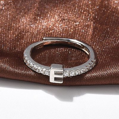 S925 Sterling Silver Adjustable Letter Rings for Women RJEW-M068-01P-E-1