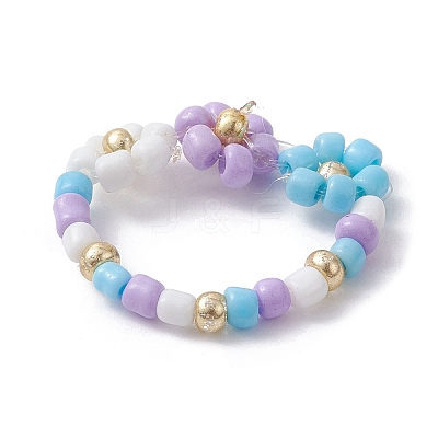 3Pcs 3 Style Glass Seed Beaded Stretch Rings Set RJEW-JR00616-01-1