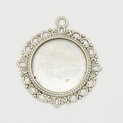 Zinc Alloy Pendant Settings for Cabochon & Rhinestone X-PALLOY-A15290-AS-FF-1