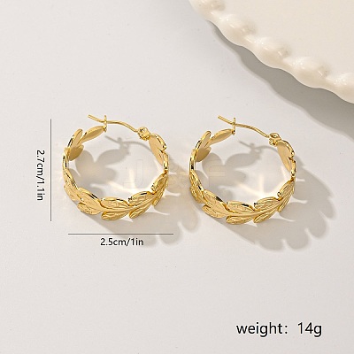 201 Stainless Steel Irregular Leaf Hoop Earrings JJ2529-1