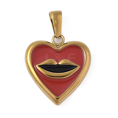 304 Stainless Steel Enamel Pendants STAS-P408-17B-G-1