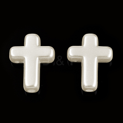 ABS Plastic Imitation Pearl Beads X-OACR-T018-06-1