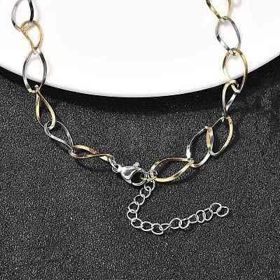 304 Stainless Steel Teardrop Link Chain Necklaces for Women Men NJEW-A058-02GP-1