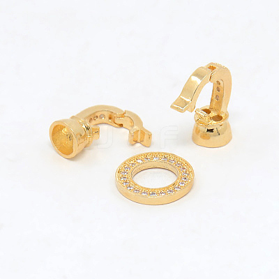 Brass Micro Pave Cubic Zirconia Fold Over Clasps ZIRC-P003-27G-1