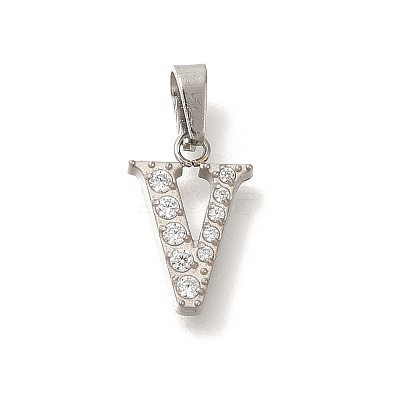 304 Stainless Steel Micro Pave Cubic Zirconia Pendants STAS-H228-02P-05-1