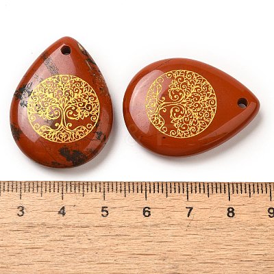 Natural Red Jasper Drop Pendants G-C158-01H-1
