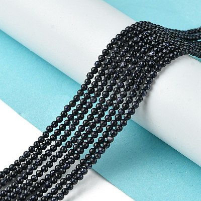 Synthetic Blue Goldstone Beads Strands G-N0200-01D-3mm-1