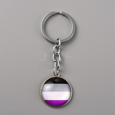 Glass Keychain KEYC-WH0024-18P-06-1