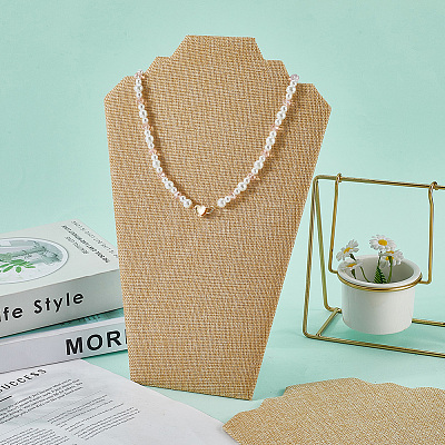 2-Slot Paperboard Covered with Linen Slant Back Bust Shaped Necklace Display Stands NDIS-WH20015-01A-1