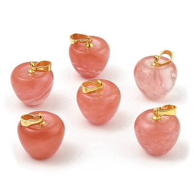 Cherry Quartz Glass Teacher Apple Charms G-Z022-02M-G-1