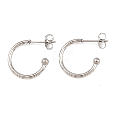 C-Shaped 304 Stainless Steel Stud Earrings EJEW-Z154-01P-02-1