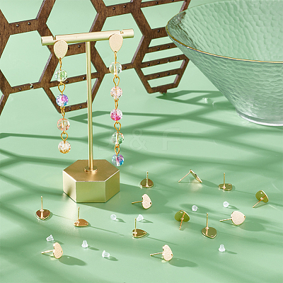 20Pcs 2 Style Brass Stud Earring Findings KK-DC0001-46-1