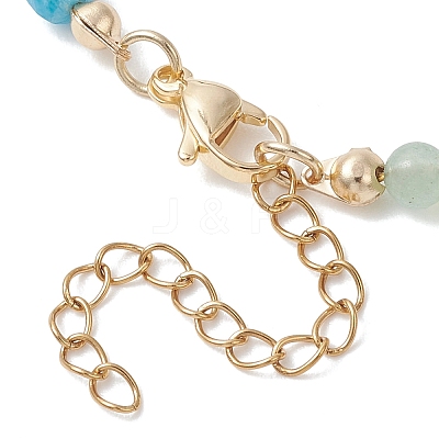 Natural Aquamarine & Sodalite & Green Aventurine Round Cube and Natural Pearl Rice Beaded Necklaces NJEW-JN05868-01-1